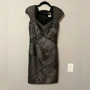 Tadashi Shoji Pintuck Pleat Embellished Cocktail Dress Women's Small